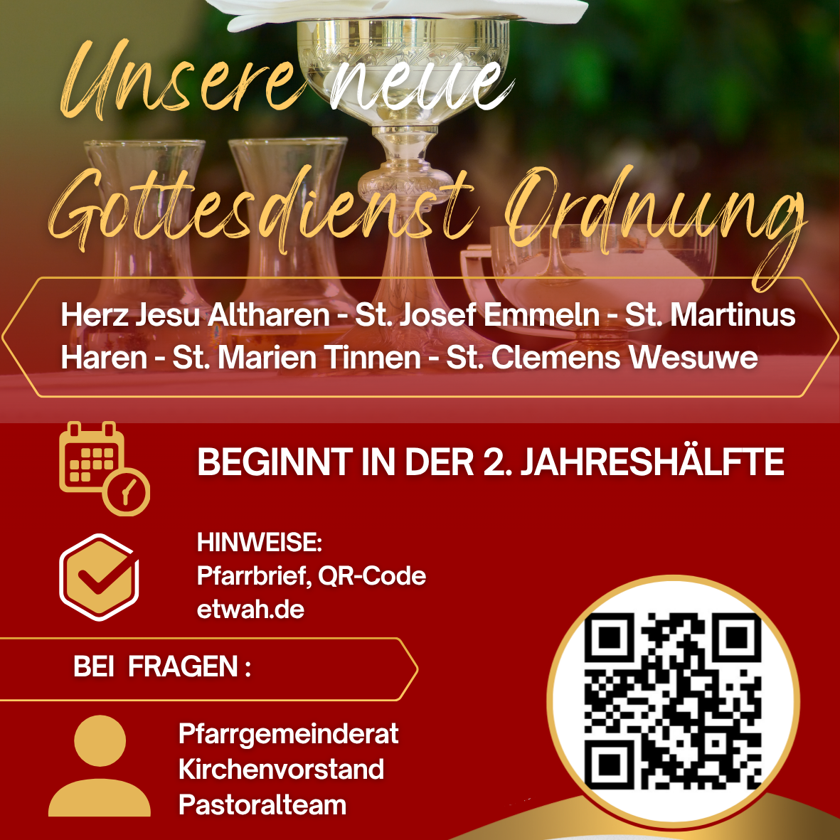 Unsere neue Gottesdienst Ordnung wird am Sa., 14.11.2026 in Kraft gesetzt.