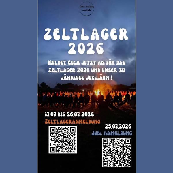 Mo., 01.06.2026, Anmeldung Zeltlager DPSG Nordstamm Altharen