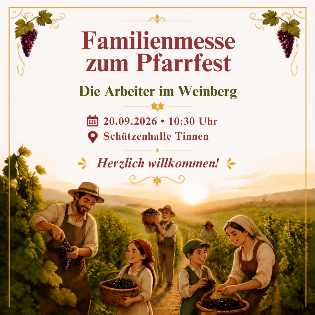 So., 20.09., 10:30 Uhr Familiemesse - Pfarrfest Tinnen