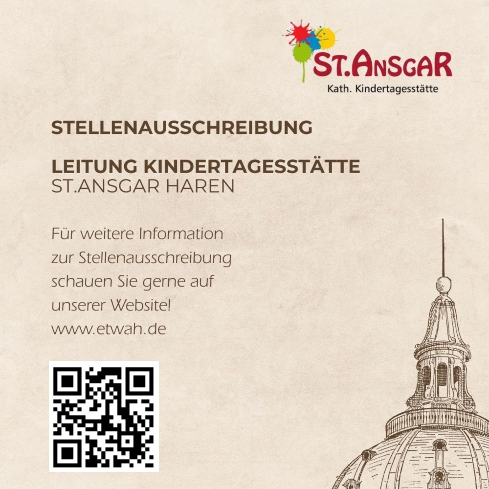 KITA St. Ansgar in Haren sucht zum 01.03.2026 eine Kita-Leitung